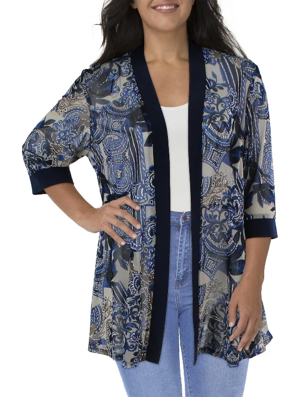 Price Smash Plus Womens Mesh Printed Duster Blazer