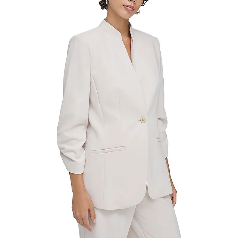Inventory Reduction Petites Womens Ruched Business One-Button Blazer