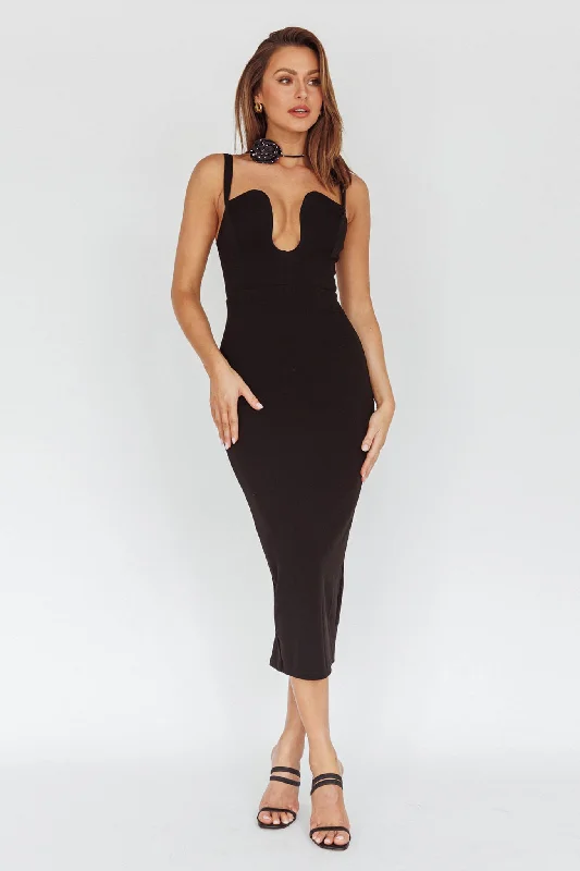 Daily Deals Winter Garden U-Neckline Maxi Dress Black
