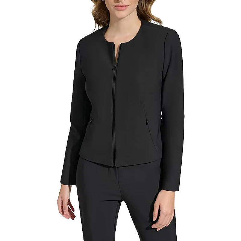 Super Savings Womens Shoulder Pads Pocketed Collarless Blazer