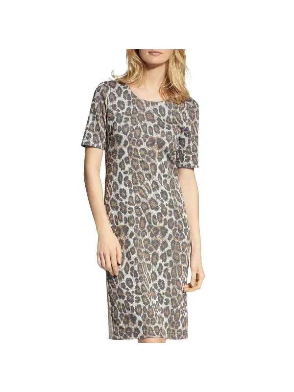 Year-End Sale BASLER Womens Ivory Animal Print Short Sleeve Jewel Neck Above The Knee Wear To Work Sheath Dress Year-End Sale BASLER Womens Ivory Animal Print Short Sleeve Jewel Neck Above The Knee Wear To Work Sheath Dress