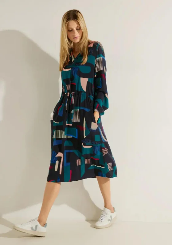 Discount Days Cecil Graphic Print Midi Dress, Night Sky Blue
