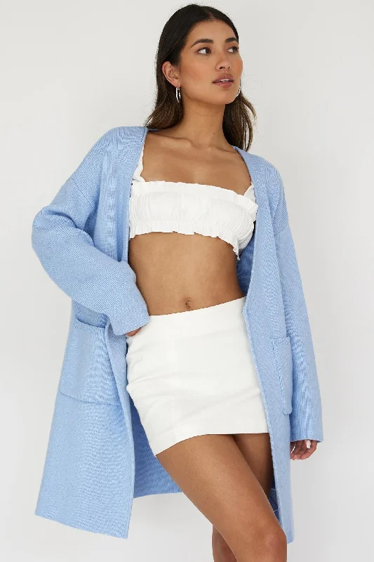 Super Bargain On Point Pocket Cardigan Blue