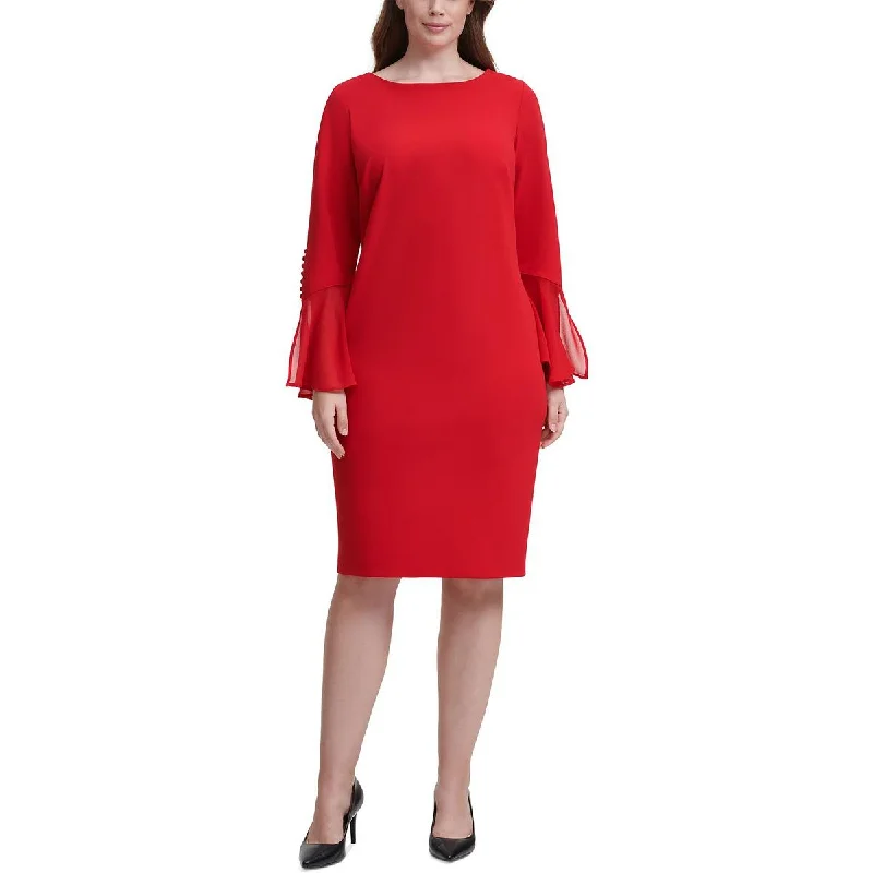Unmissable Offer Plus Womens Sheath Bell Sleeves Sheath Dress