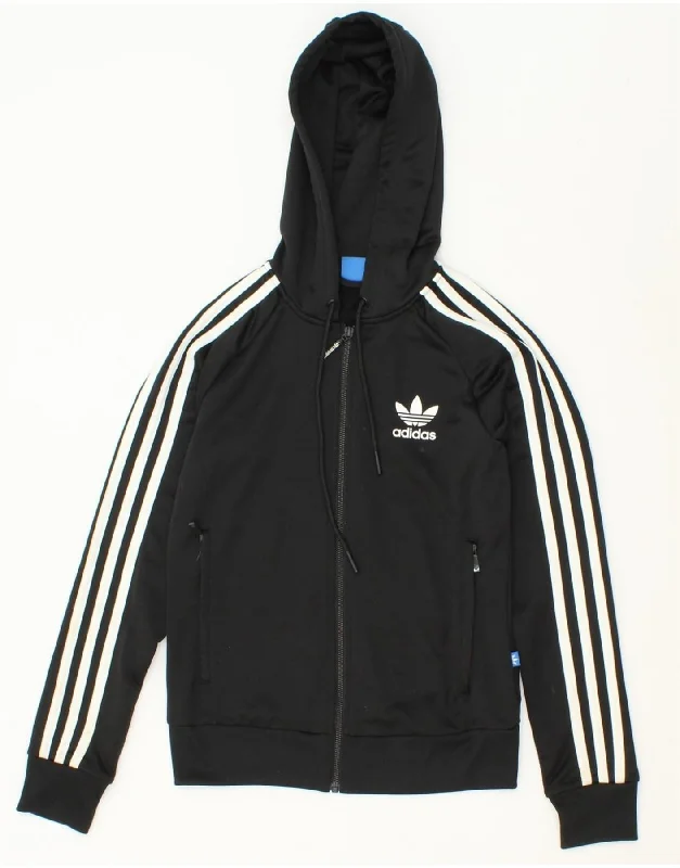 New Markdowns ADIDAS Womens Zip Hoodie Sweater UK 6 XS Black Polyester