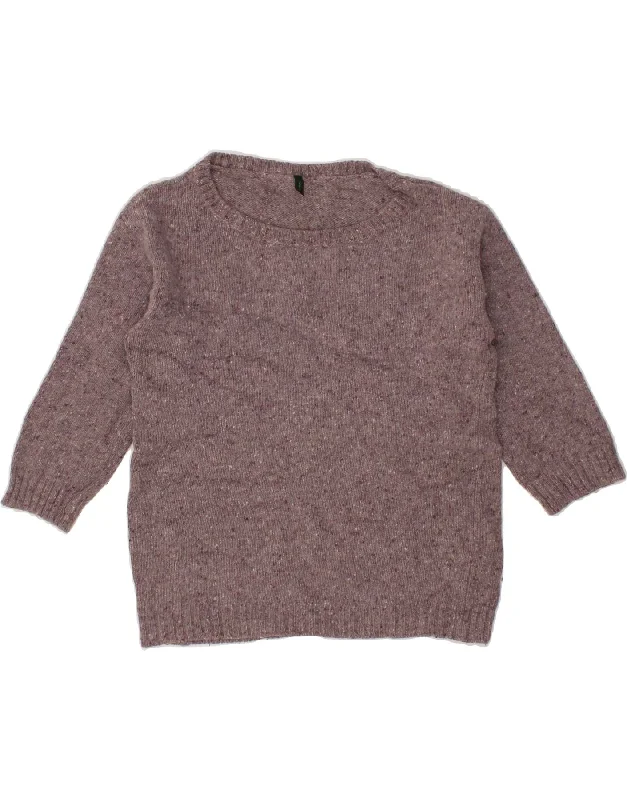 Super Bargain BENETTON Womens Boat Neck Jumper Sweater UK 12 Medium Purple Flecked