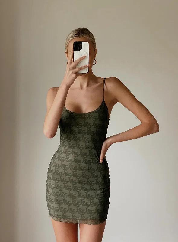 Unmissable Offer JGR & STN Demi Mini Dress Khaki Monogram