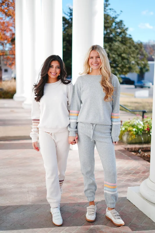 Grand Opening Sale Ocean Drive Stripe Fleece Crewneck