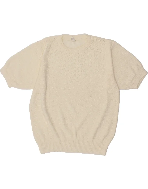 Value Deals VINTAGE Womens Short Sleeve Crew Neck Jumper Sweater IT 44 Medium White