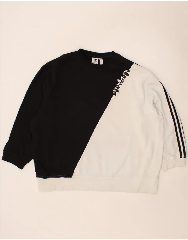 Lowest Price ADIDAS Womens Oversized Sweatshirt Jumper UK 20 2XL Black Colourblock