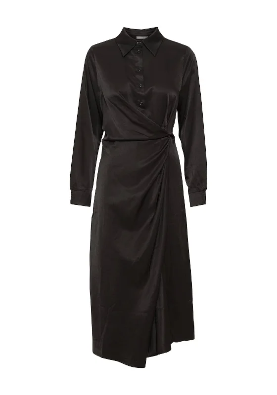 Price Buster Fransa Viline Wrap Detail Midi Dress, Black