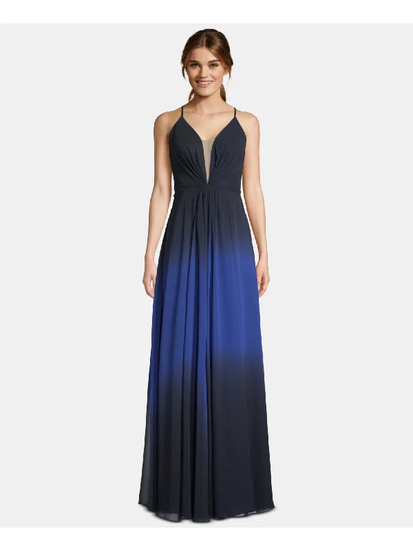 Super Sale BETSY & ADAM Womens Blue Sheer Ombre Spaghetti Strap V Neck Full-Length Formal Empire Waist Dress Super Sale BETSY & ADAM Womens Blue Sheer Ombre Spaghetti Strap V Neck Full-Length Formal Empire Waist Dress