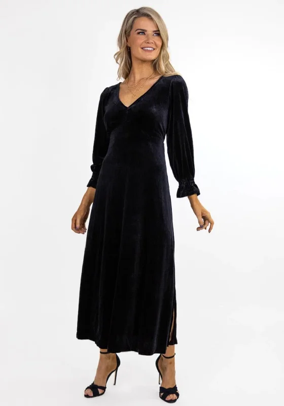 Price Drop Kate & Pippa Streasa Velvet A-line Midi Dress, Black