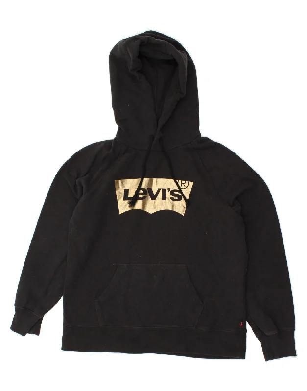 Lowest Price LEVI'S Womens Graphic Hoodie Jumper UK 10 Small Black