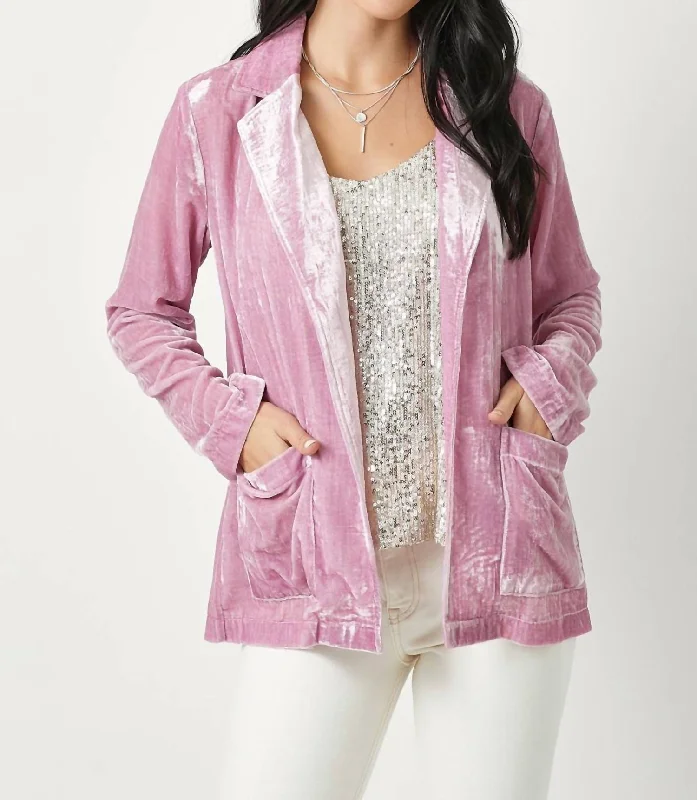 Amazing Deals Velvet Open Jacket In Lilac