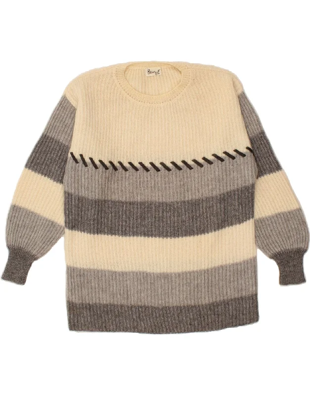 Deal Dash VINTAGE Womens Longline Crew Neck Jumper Sweater UK 14 Large Grey