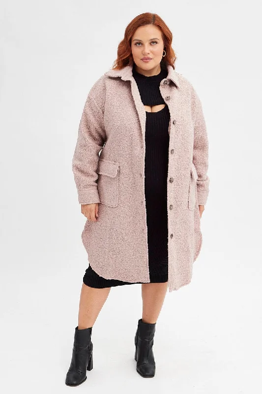 Bonus Savings Camel Boucle Shacket Coat Longline