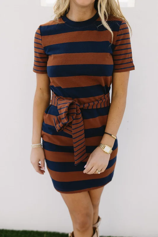 Flash Deals Abigail Mini Dress - Brown/Navy