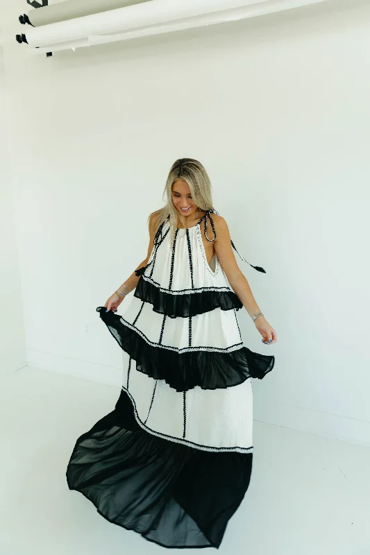 Crazy Deals April Maxi Dress - Ivory/Black