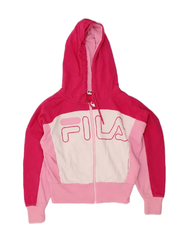 Exclusive Savings FILA Womens Oversized Crop Graphic Zip Hoodie Sweater UK 6 XS Pink Exclusive Savings FILA Womens Oversized Crop Graphic Zip Hoodie Sweater UK 6 XS Pink