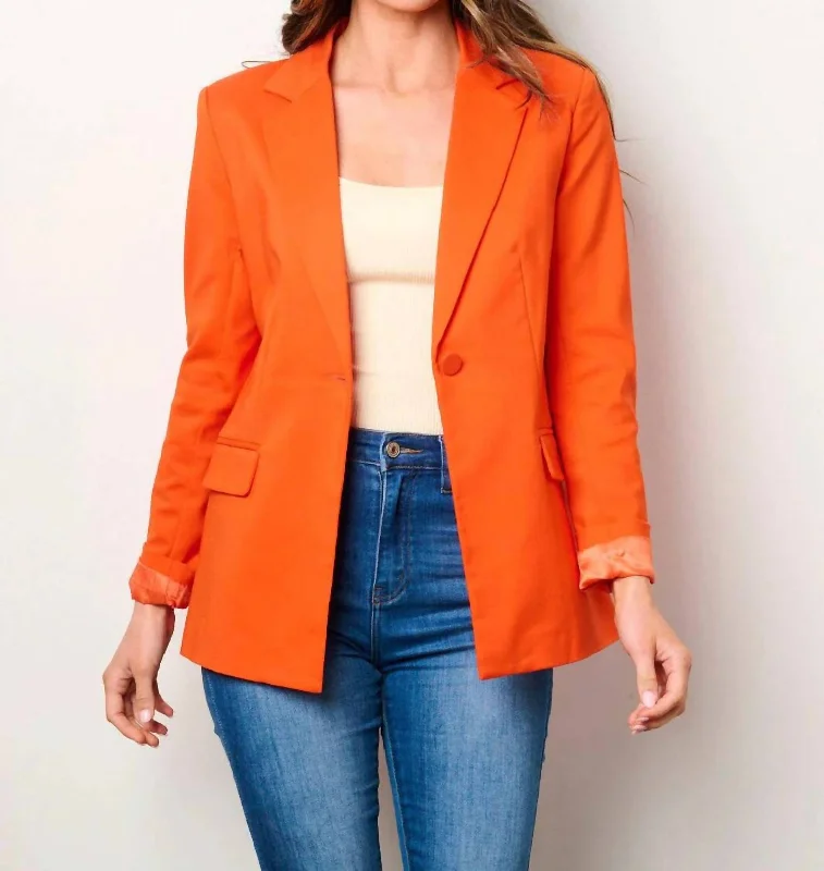 Best Bargains Long Sleeves Blazer In Orange