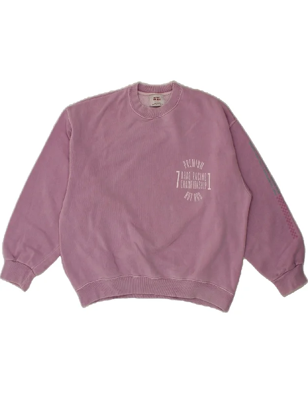 Deal Mania PULL & BEAR Womens Oversized Graphic Sweatshirt Jumper UK 6 XS Purple