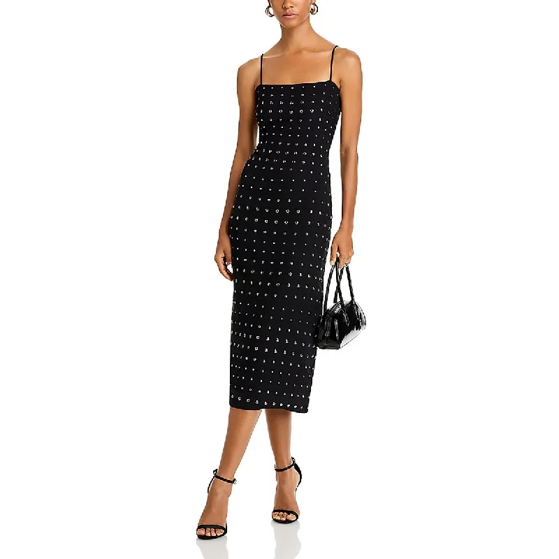 Act Fast Womens Below Knee Studded Midi Dress
