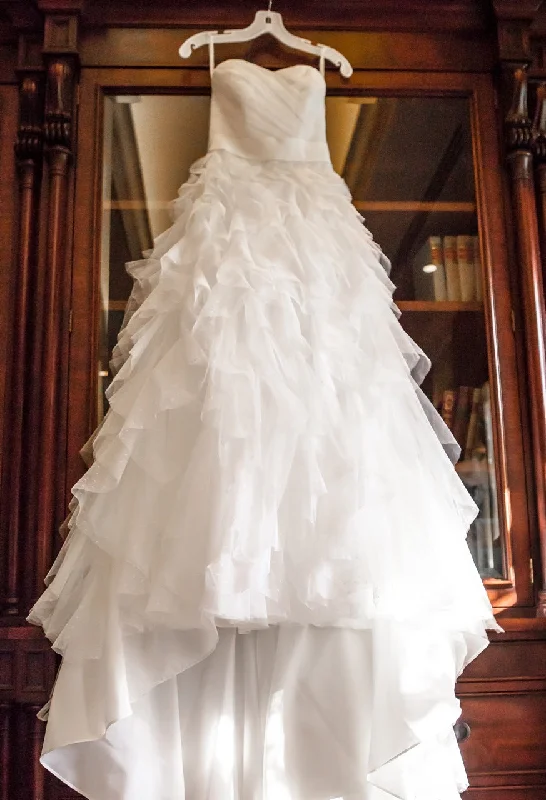 Final Markdown David's Bridal Strapless Dot Tulle Ball Gown with Ruffle Skirt