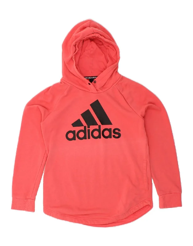 Act Fast ADIDAS Womens Graphic Hoodie Jumper UK 12/14 Medium Pink Cotton