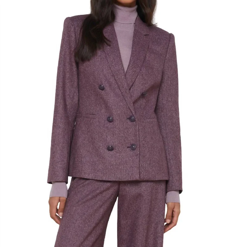 Buy Now Colin Dbl Breast Blazer In Deep Plum Multi Chevron