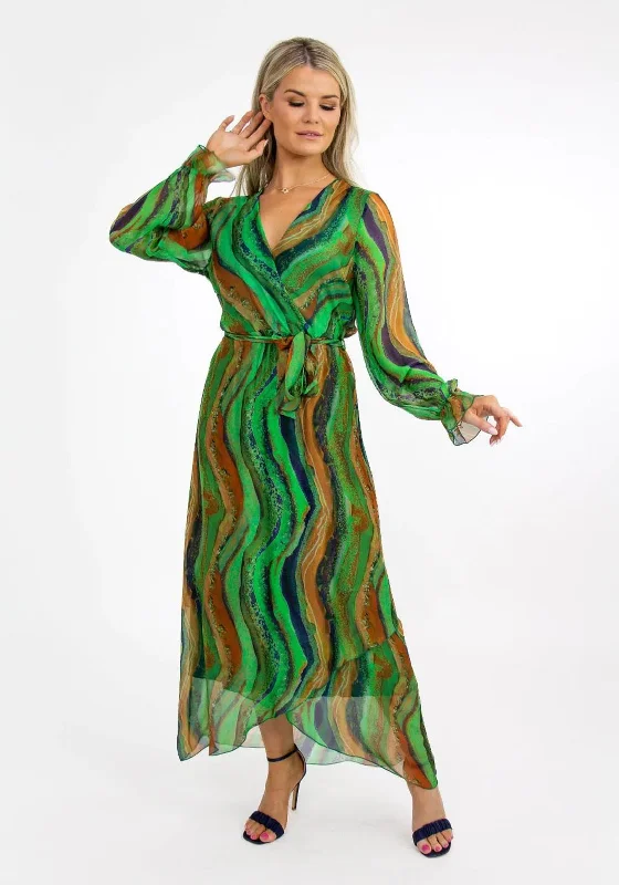Deal Explosion Kate & Pippa Portofino Silk Print Maxi Dress, Green