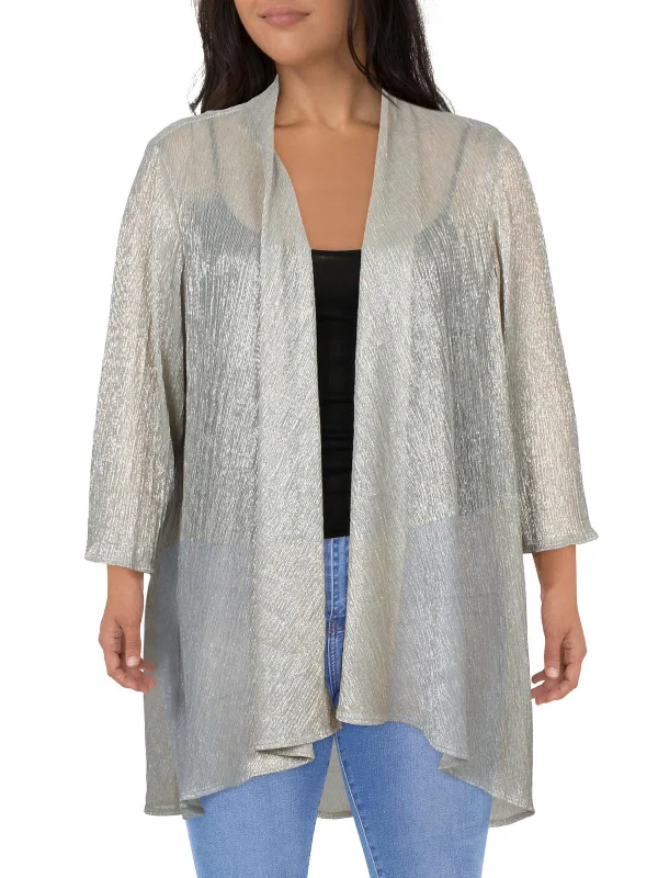 Savings Galore Plus Womens Metallic Polyester Duster Blazer