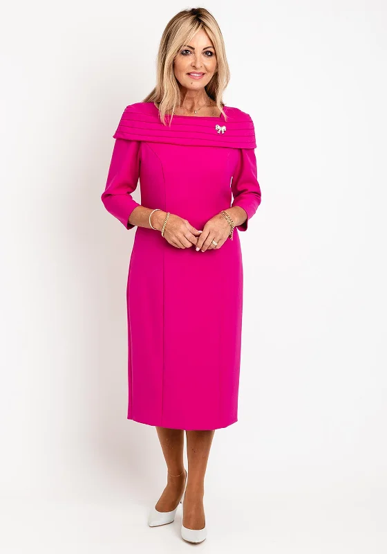 Today Only Cassandra Bardot Neckline Pencil Midi Dress, Magenta