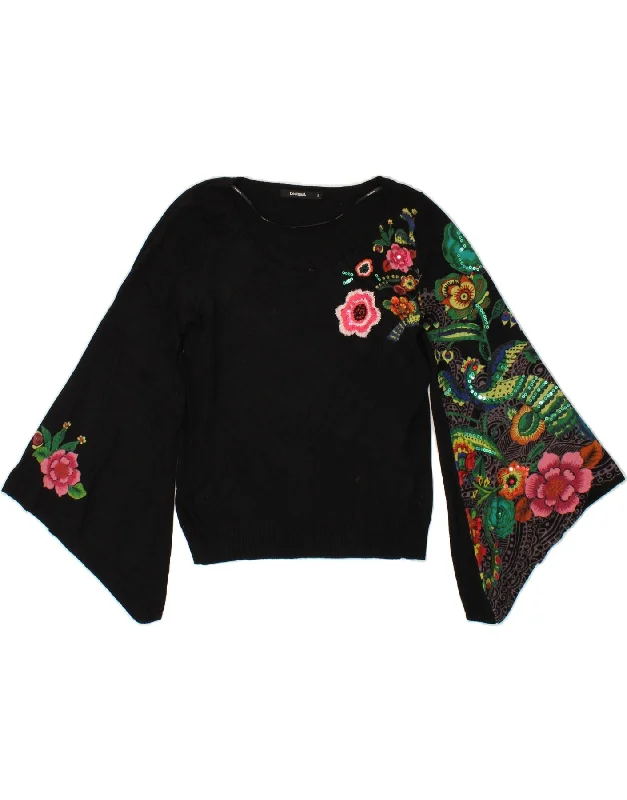 Year-End Sale DESIGUAL Womens Graphic Boat Neck Jumper Sweater UK 10 Small Black Floral Year-End Sale DESIGUAL Womens Graphic Boat Neck Jumper Sweater UK 10 Small Black Floral