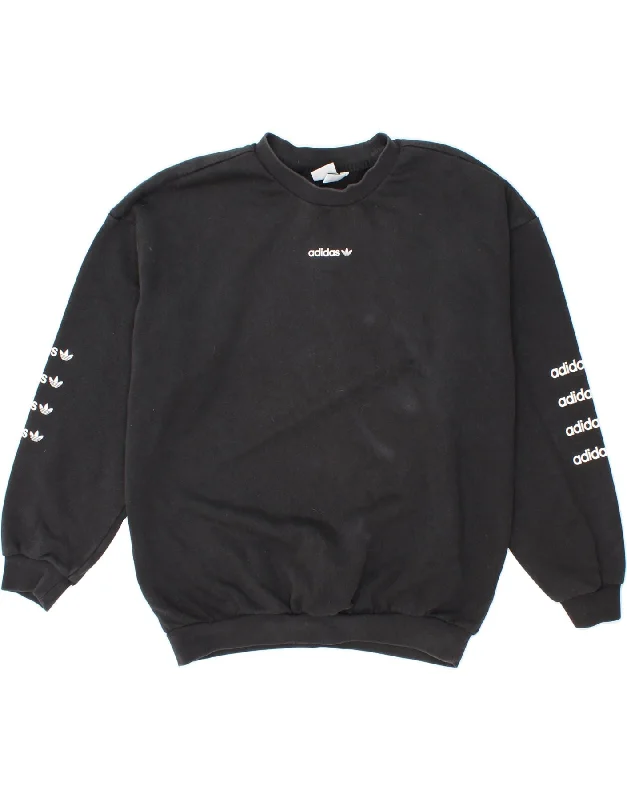 Don't Wait ADIDAS Womens Sweatshirt Jumper UK 14 Large Black Cotton