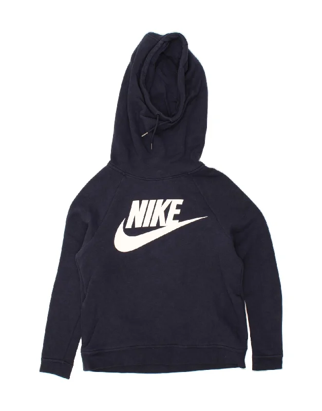Stock Clearance NIKE Womens Oversized Graphic Hoodie Jumper UK 10 Small Navy Blue Cotton Stock Clearance NIKE Womens Oversized Graphic Hoodie Jumper UK 10 Small Navy Blue Cotton