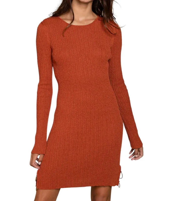 Amazing Deals Ring Detailed Sweater Dress In Rust