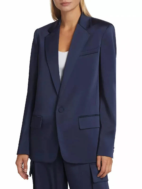 Super Sale Axel Satin Jacket In Evening Blue