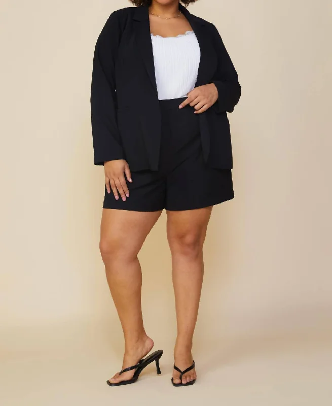 Exclusive Savings Plus Size Long Sleeve Open Blazer In Black