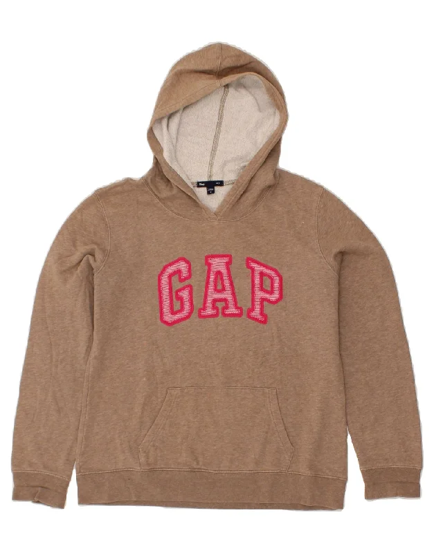 Super Savings GAP Womens Oversized Graphic Hoodie Jumper UK 10 Small Brown Cotton