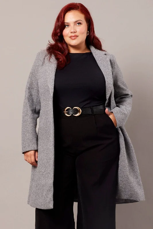Online Only Grey One Button Coat