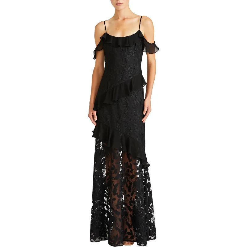 Special Discount Womens Lace Overlay Full Length Evening Dress