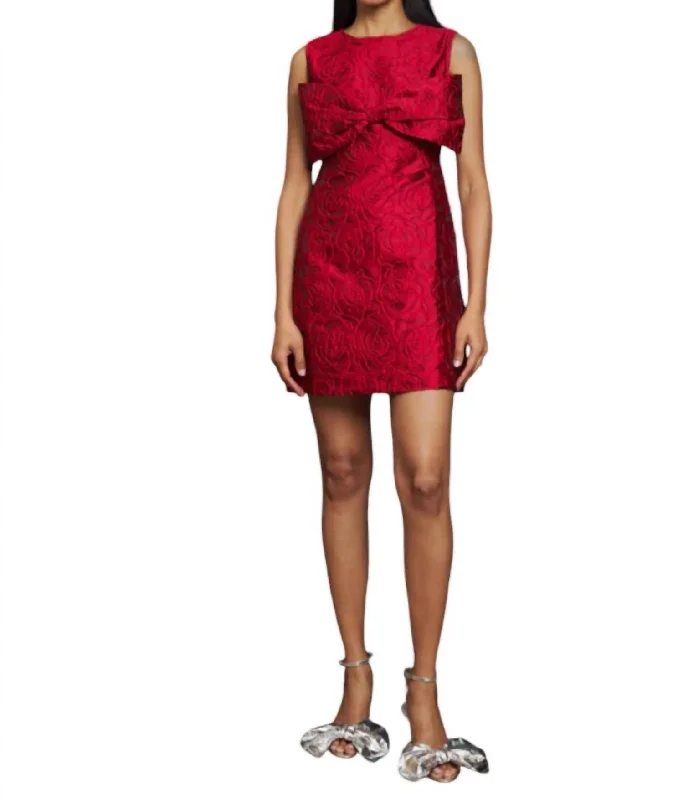 Seasonal Clearance Tate Rose Jacquard Dress In Ruby Red
