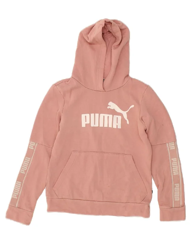 Clearance Event PUMA Womens Graphic Hoodie Jumper UK 6 XS Pink Cotton