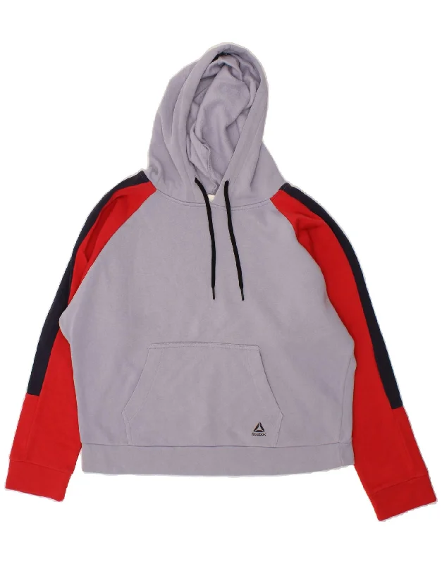 Extra Discounts REEBOK Womens Oversized Hoodie Jumper UK 14 Medium Purple Colourblock Extra Discounts REEBOK Womens Oversized Hoodie Jumper UK 14 Medium Purple Colourblock