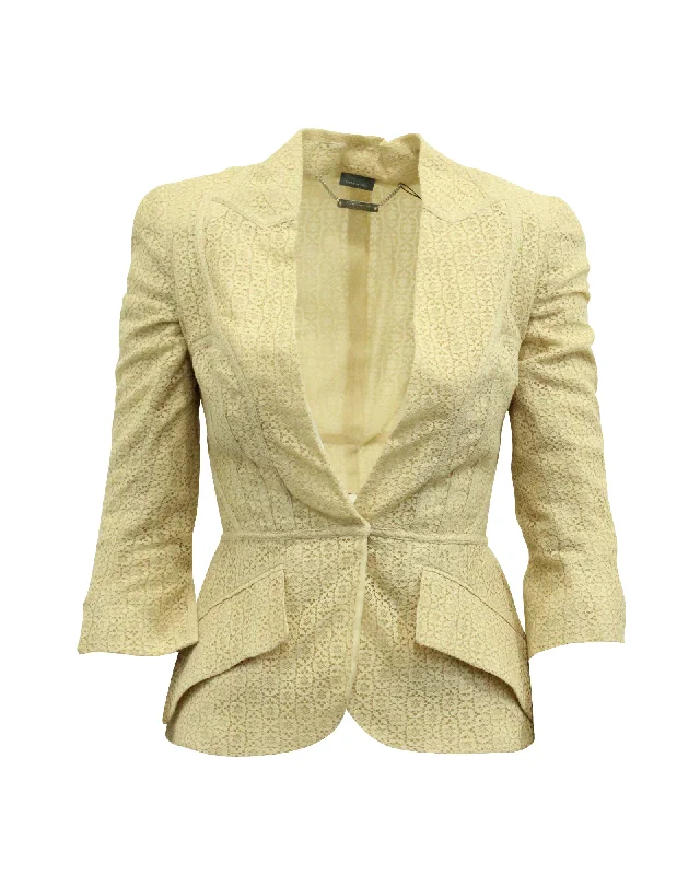 Incredible Offers Alexander McQueen Lace Blazer Jacket in Cream Cotton