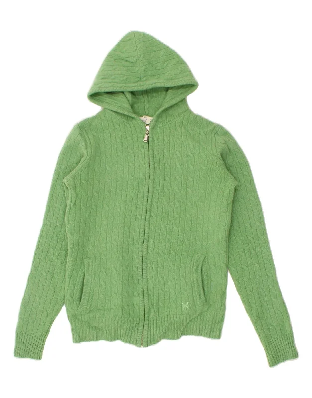 Mega Deal CREW CLOTHING Womens Hooded Cardigan Sweater UK 10  Green Lambswool