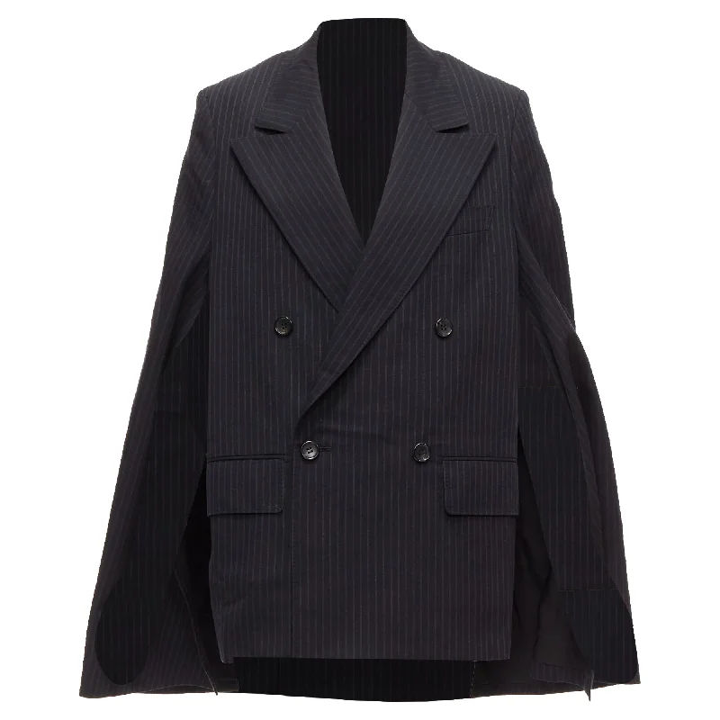 Best Deals Junya Watanabe Pinstripe Wool Blend Cape Sleeve Boxy Blazer