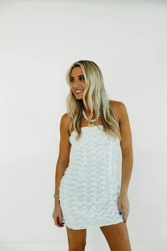 Can't Be Beat Wave Mini Dress - Off White