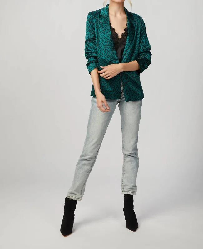 Seasonal Clearance Ollie Blazer In Emerald Leopard